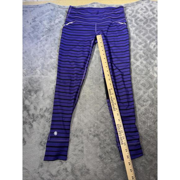 Athleta Womens Black And Purple Striped Workout Athletic Sporty Leggings Size S - Picture 3 of 7